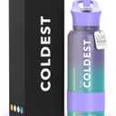 Coldest Sports Water Bottle with Straw Lid Vacuum Insulated Stainless Steel Metal Thermos Bottles Reusable Leak Proof Flask for Sports Gym (32 oz, Interstellar Glitter) (Interstellar Reef Glitter)