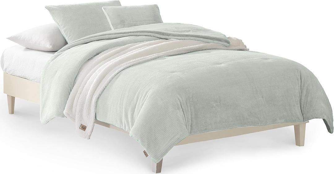UGG Remina Twin Comforter Set 4 Piece Bed in a Bag with Throw Blanket, Decorative Pillow, Sham, and Reversible Comforter Hypoallergenic Washable Dorm Bedding, Twin XL, Blue-Green Clear Creek