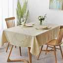 maxmill Jacquard Tablecloth Damask Design Water Resistance Antiwrinkle Heavy Weight Soft Table Cloth for Buffet Banquet Parties Event Holiday Dinner Square 60 x 60 Inch Beige