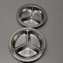 304 Stainless Steel Sectioned Dinner Plates Set of 2 Divided Plates 11 inches with 3 Compartments Mess Trays Food Plate for Adults, Campers, and for Portion Control Metal plate