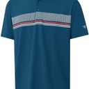 M MAELREG Mens Golf Shirts Short Sleeve Chest Print Stripe Moisture Wicking Dry Fit Casual Collared Mens Polo Shirts Large