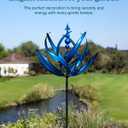 91 inch Wind Spinners Outdoor - Extra Large Outdoor Metal Wind Sculptures Spinners with Stake, Windmills for The Yard Garden, Yard Art Garden Lawn Decor - Blue (27" W x 91" H)
