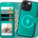 OCASE for iPhone 16 Pro Max Case Detachable Wallet Case with Card Holder, 2 in 1 Pu Leather Flip Folio with RFID Blocking Stand Wrist Strap Shockproof Phone Cover 6.9 Inch 2024, Blue Green