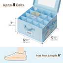 GRANNY SAYS Shoe Organizer for Closet, Fits up to 8 Pairs, 2 Pack Shoe Cubby Storage Containers with Side Mesh Pocket and Flip-Top Lids, Blue (Max Foot Length: 6")