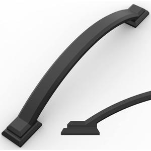 Amerdeco 10 Pack Matte Black Cabinet Pulls 5 Inch(128mm) Hole Centers, Handles for Kitchen Cabinet Hardware, Arch Cabinet Handles for Bathroom Dresser Drawer Handles ZH0016