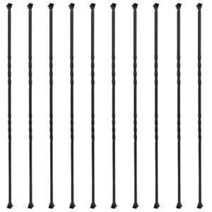 Wrought Iron Double Twist Stair Spindles 1/2" Metal Balusters With Iron Swivel Shoes for Staircase Pack of 10
