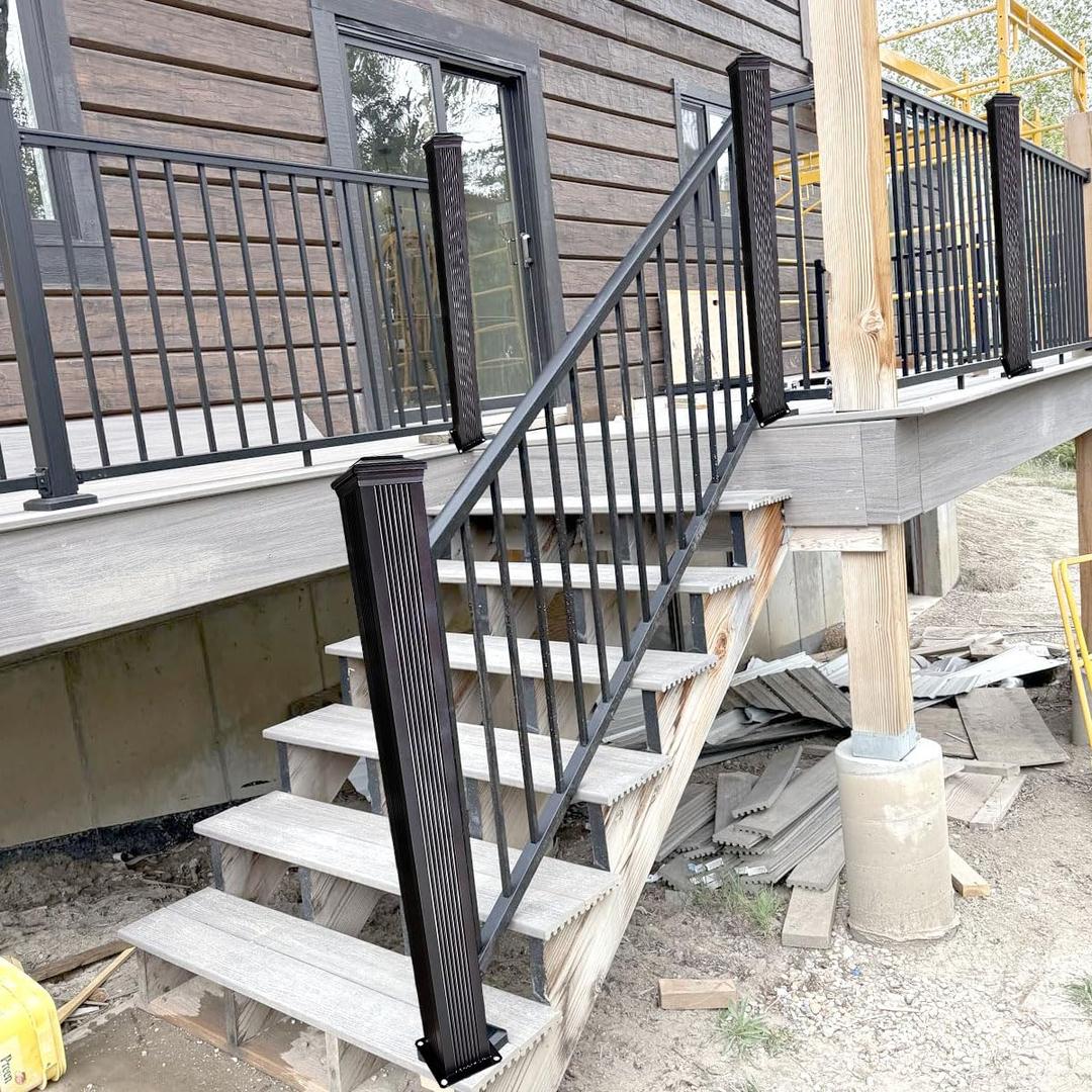 Aluminum Post Kit, Porch and Deck Railings, Railing Post, Textured Black Aluminum Line Post Kit, Made with Durable Black Textured Powder-Coat Finish(3.15 in. x 3.15 in. x 39.5 in.)