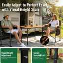 KingCamp Bamboo Camping Table with Adjustable Height (265LBS), 31.5''x23.6''-Large