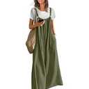 YESNO Casual Wide Leg Jumpsuits for Women Boho Floral Pleated Overalls Rompers Summer Outfits with Pockets M P0D Solid Army Green