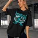 Football Shirts Women Game Day Oversized Shirt Football Team Fan Tee Sports Jersey Gift Tops (Black, S)