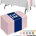 Pureegg Plastic Table Runners Disposable 12 Pack, 14 x 108 Inch Table Runner, Wedding Party, Decorative Table Runner, Rectangle, Light, Pastel Plastic Cover, Leakproof & Sturdy, Dusty Pink