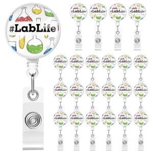 Spakon 24 Pcs Lab Week Gifts 2026 Lab Life Medical Laboratory Science Retractable Badge Reel with Alligator Clip for Laboratory Workers Scientists Nurses Doctors Graduates Supplies