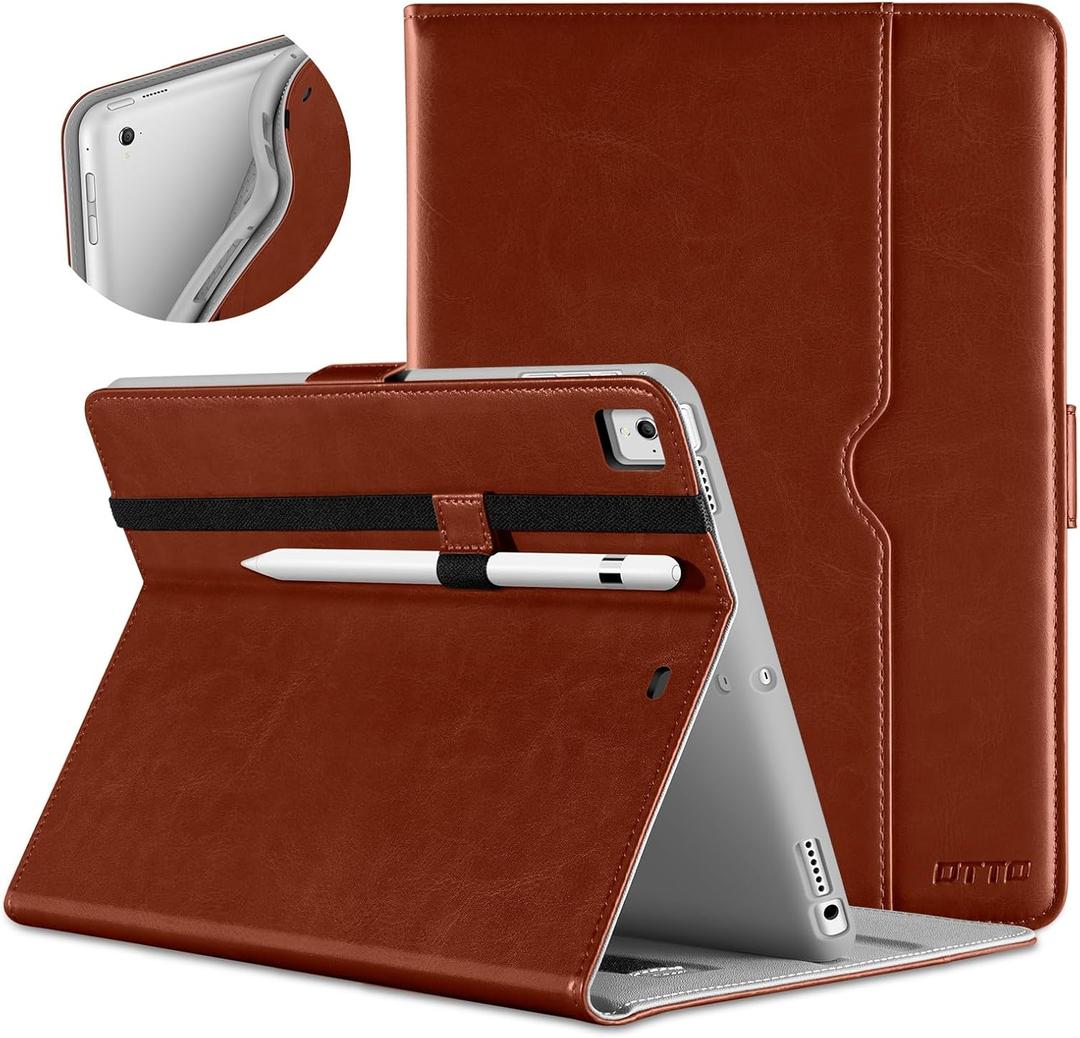 DTTO for iPad 9.7 Inch 5th/6th Generation 2018/2017 Case with Apple Pencil Holder, Premium Leather Folio Stand Cover Case for Apple iPad 9.7 inch, Also Fit iPad Pro 9.7/Air 2/Air - Dark Brown
