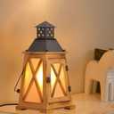 Antique Wood Electric Lantern Lights Table Lamp, Vintage Farmhouse Nautical Decorative, Bedside Night Lights Desk Lamp for Bedroom Living Room, Hanging Light Fixture for Indoor and Outdoor