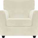 ZNSAYOTX Luxury Velvet Chair Slipcovers with Arm 2 Piece Stretch Chair Covers for Living Room Thick Soft Armchair Slipcover Anti Slip Pet Friendly Furniture Protector (Beige),30"-47"(1 Cushion)