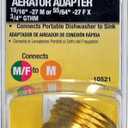 Danco 10521 Dual Thread Dishwasher Snap Coupling Adapter, 15/16-27 X 55/64-27 Male, 1.5 Gpm, No Size, golden white black