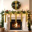 Daifunli 8 Pcs Extra Large Valentines Day Velvet Bows, 17.7 x 8.7 Vintage Raw Edge Ribbon Swag Bows for Romantic Home Decor, Door Wall Mantel Hanging Decorations(Khaki,8.7 x 17.7 x 3 in)