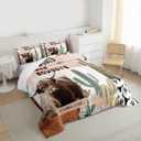 Manfei Western Cowboys Kids Comforter Set Twin Size,Highland Cattle Cactus Bull Skull Bedding Set,Girls Boys Adults Bedroom Decor,Geometric Patchwork Down Comforter,Rustic Duvet Insert,1 Pillowcase