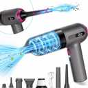 KMM Handheld Car Vacuum Cleaner, 4 in 1 Vacuum Cleaner 16000Pa Air Duster, 3-Speed Adjustable 120W High Power Vacuum Cleaner with LED Light and Multi-Nozzles for Car, Home, Office, Pet (Gray)