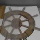 Asense Ornamental Wall Decoration Wooden Nautical Ship Steering Wheel, 24-inch, Brown
