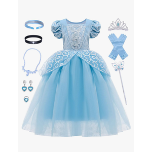 Tacobear 11Pcs Princess Dresses for Girls, Princess Costume with Dress Up Accessories Birthday Party Halloween CosPlay Outfit, 110