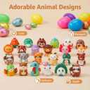 24 Pack Pre-Filled Easter Eggs with Cute Animal Squishy Toys, Colorful Plastic Eggs for Easter Egg Hunt, Party Favors, Easter Basket Stuffers for Kids