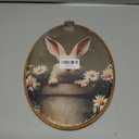 SHQIEUDH Vintage Bunny Oval Wall Art 8.6x11.4, Cottagecore Farmhouse Bunny floral Framed Canvas Prints Artwork, Rustic Rabbit Oval Wall Hanging Decor for Living Room Home Bedroom Kitchen