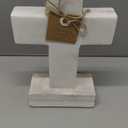 Mud Pie White Marble Wood Cross; 7" x 3 3/4"