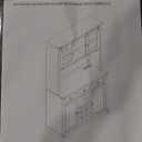 YITAHOME 72" Farmhouse Bar Cabinet with Bottle Rack and Glass Holder, Large Kitchen Buffet with Shelves, Cabinet with 3 Drawers, Coffee Bar Sideboard with LED Lights, Off White + Walnut Grain