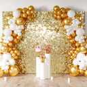 COKAOBE Light Gold Shimmer Wall Backdrop, 48PCS Square Sequin Shimmer Backdrop Panel, Photo Backdrops for Birthday, Anniversary, Wedding, Graduation & Bachelorette Party Decoration