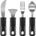 Adaptive Utensils, Weighted Utensils for Hand Tremors, Utensils for Parkinsons Patients,Elderly,Arthritis,Weak Hand Grip. Stainless Steel Knife,Fork,Spoons and Rocker Knife Set (4pcs Regular)