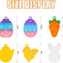24 Pcs Easter Mini Push Pop Bubble Fidget Toy, Keychain Bubble Pop Desk Toy, Fidget Keychain Relieve Anxiety Stress Pop Fidget Toy