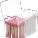 Sooyee Qtip Holder Dispenser for Cotton Ball Swab, Cotton Round Pads, Floss,3 Compartment Plastic Apothecary Jars,Bathroom Organization and Storage,Vanity Organizers and Storage,Clear (5.7"(L) x 3.2"(W)x 4.2"(H))