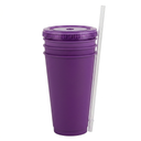 2 x Changing Cups, 4 Pack of Plastic Cups Reusable Tumbler with Lids, Purple