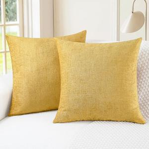 CaliTime Throw Pillow Covers Decorative 18 X 18 Inches Pack of 2 Cozy Chenille Cushion Cases for Couch Sofa Bed Living Room Home 