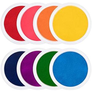 7" Large Ink Pads for Kids - Handprint Footprint Size Rainbow Stamps Pad, Safe & Washable Ink Pad for Fingerprint Painting Card Making Stamp Crafting, Kids Birthday Gifts and Classroom Must Haves