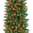 National Tree Company 6.5 ft Pre-Lit Kingswood Fir Slim Artificial Christmas Tree, 250 Multicolor Lights, 719 Tips, Includes Stand, Green