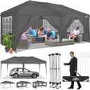 COBIZI 10x20 Pop Up Canopy Tent with Removable Sidewalls Waterproof Commercial Instant Shelter Outdoor Gazebo Party Tent Protable Canopy Tents for Parties with Carry Bag (Gray, 10'x20')