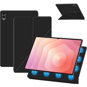 Case for Samsung Galaxy Tab S11 Ultra 2025 Tablet 14.6 Inch  Magnetic Detachable Protective Cover with Dual-Side Clasp, Y-Fold Stand,Heat Dissipation Design(Black)