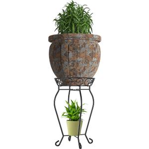 Yimobra Tall Plant Stand Indoor Outdoor, 200LB Hold Up Metal Flower Plant Stand, Heavy Duty Rustproof Iron Plant Supports for Patio or Garden,Living Room, 12.5 x 23.6 Inches, Black
