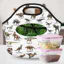 Kids Lunch Box for Boys Girls Insulated Neoprene Dinosaur Forest Children Lunch Bags Sturdy Soft Bag & Reusable Cooler Lunch Thermal Meal Tote Kit for School