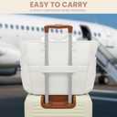 Tote Bag for Women, 15.6 Inch Laptop Bag, Large Quilted Work Shoulder Bag Ultra Lightweight Puffer Handbag for Travel (23L, Beige)