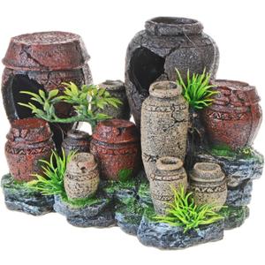 Saim Aquarium Barrel Decorations, Artificial Antique Barrels Crafts Landscaping Resin Decor Fish Tank Ornament for Betta Cichlids Hideaway Cave, Gold Fish Hideout, Reptile Tank