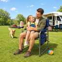 Suteck Camping Directors Chair with Side Table, Folding Chairs, Blue