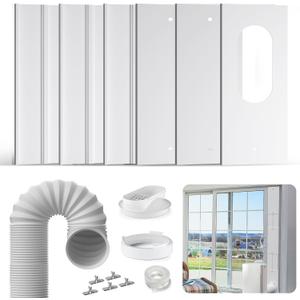 Universal Sliding Door AC Vent Kit: Coupler Filter Fits 5.1" & 5.9" Exhaust Hose, Portable air Conditioner Window kit with 6 Upgrade Plates and 5.9" Hose, Adjustable 17 to 95 Inches