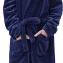 IHU Boys Fleece Robe, Kids Hooded Soft Fuzzy Robes Bathrobe Toddler Flannel Pajamas Sleepwear Spa Plush Robe for Boys Girls 5-6Y