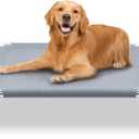 Elevated Cooling Dog Bed, Raised Outdoor Dog Bed for Medium Dogs, Portable Pet Cots with No-Slip Rubber Feet, Double Layer Polyester Cotton
