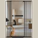 WAOWAO 71" Extra Tall Cat Pet Gate 29.92-45.66" Wide Pressure Mounted Walk Through Swing Auto Close Safety Black Metal Dog Pet Puppy Cat for Indoor Stairs,Doorways