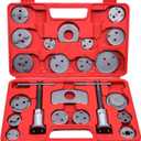 22Pcs Brake Caliper Kit Brake Caliper Tool Disc Brake Caliper Tool Kit Heavy Duty Brake Caliper Compression Tool with 18 Disc Adapters for Brake Pad Replacement Reset (Red)