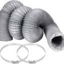 Flexible Ducting Hose 16.5 feet, Black Aluminum Ducting Dryer Vent Hose (Grey - 3 Inch)